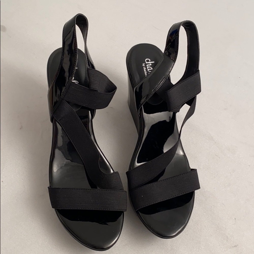 Charles by Charles David black platform wedge heels 11M
